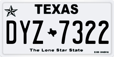 TX license plate DYZ7322