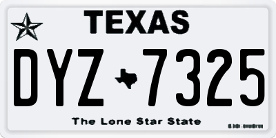 TX license plate DYZ7325