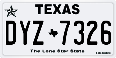 TX license plate DYZ7326