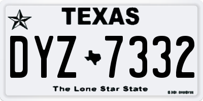 TX license plate DYZ7332