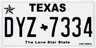 TX license plate DYZ7334