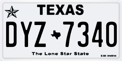 TX license plate DYZ7340