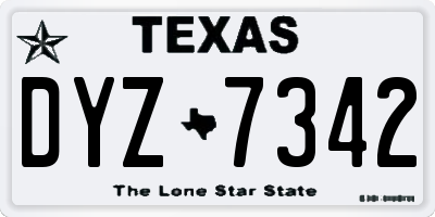 TX license plate DYZ7342