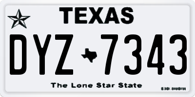 TX license plate DYZ7343