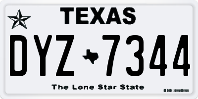 TX license plate DYZ7344