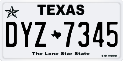TX license plate DYZ7345