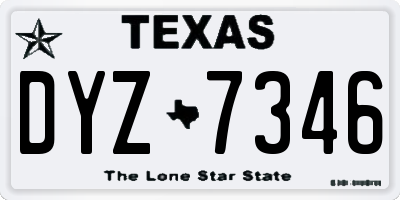 TX license plate DYZ7346