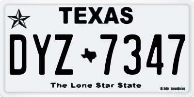 TX license plate DYZ7347