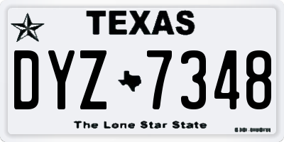 TX license plate DYZ7348
