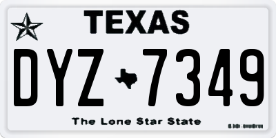 TX license plate DYZ7349