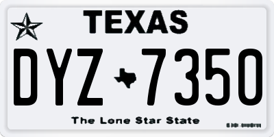 TX license plate DYZ7350