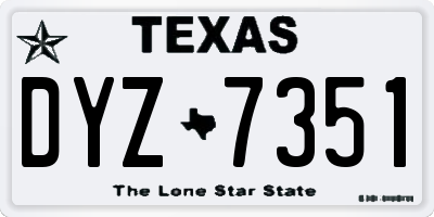 TX license plate DYZ7351