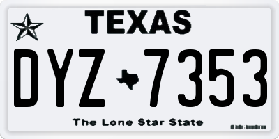 TX license plate DYZ7353