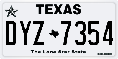 TX license plate DYZ7354
