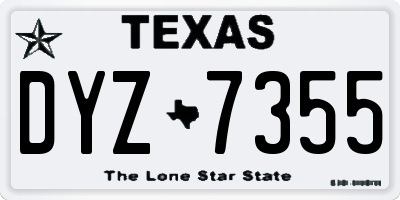 TX license plate DYZ7355