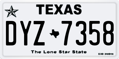 TX license plate DYZ7358