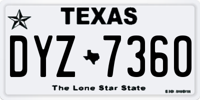 TX license plate DYZ7360