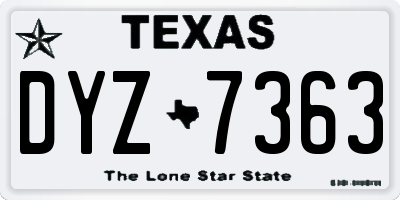TX license plate DYZ7363