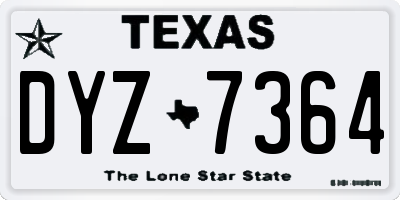 TX license plate DYZ7364