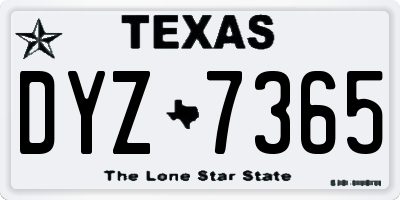 TX license plate DYZ7365