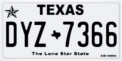 TX license plate DYZ7366