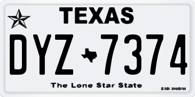 TX license plate DYZ7374