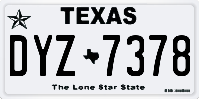 TX license plate DYZ7378