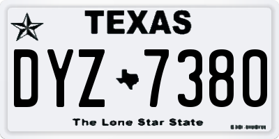 TX license plate DYZ7380