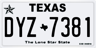 TX license plate DYZ7381