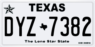 TX license plate DYZ7382
