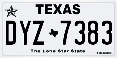 TX license plate DYZ7383