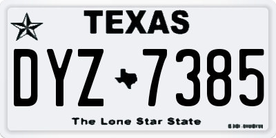 TX license plate DYZ7385