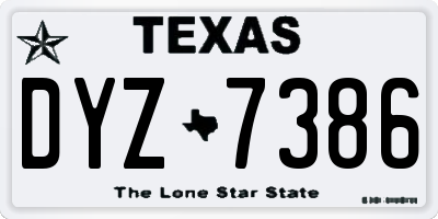TX license plate DYZ7386