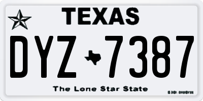 TX license plate DYZ7387