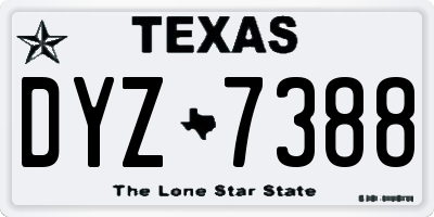 TX license plate DYZ7388