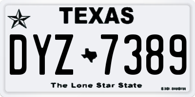 TX license plate DYZ7389