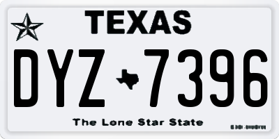 TX license plate DYZ7396