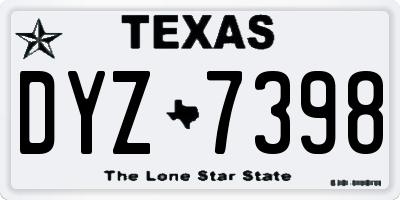 TX license plate DYZ7398
