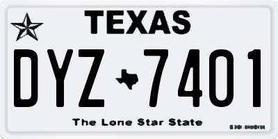TX license plate DYZ7401