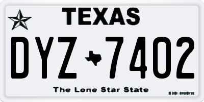 TX license plate DYZ7402