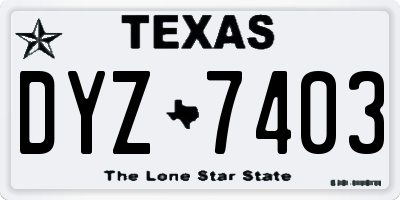 TX license plate DYZ7403