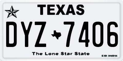 TX license plate DYZ7406