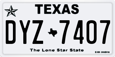 TX license plate DYZ7407