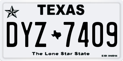 TX license plate DYZ7409