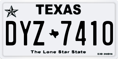 TX license plate DYZ7410