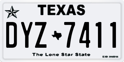 TX license plate DYZ7411