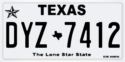 TX license plate DYZ7412