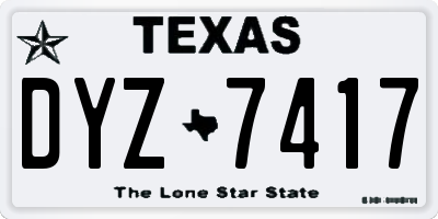 TX license plate DYZ7417