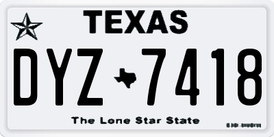 TX license plate DYZ7418