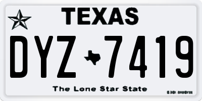 TX license plate DYZ7419